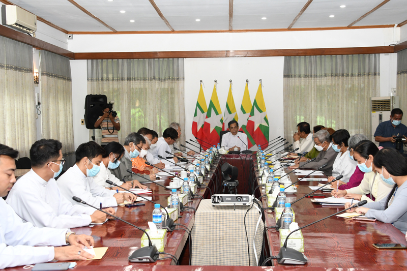 H.E. U Ko Ko Hlaing, Union Minister for the Ministry of International Cooperation meeting with MISIS Chairman, Executive Board Members and staff (28-10-2022, MISIS Office, Yangon)