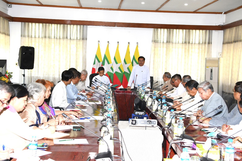 H.E. U Than Swe, Union Minister of the Ministry of Foreign Affairs and H.E. U Ko Ko Hlaing, Union Minister of the Ministry of International Cooperation meeting with MISIS Chairman, Senior Advisory Board Members and Executive Board Members (24-2-2023, MISIS Office, Yangon)