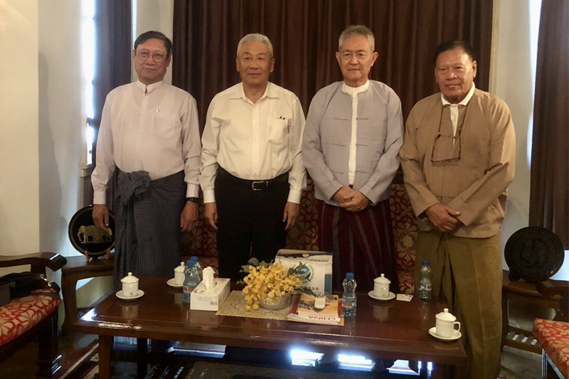 MISIS Chairman, Executive Board Member and Joint Secretary meeting with Mr. Wen Desheng, Director of the China Foundation for Peace and Development in Myanmar (26-4-2023, MISIS Office, Yangon)