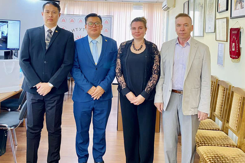 Meeting between the delegation of the Myanmar Institute of Strategic and International Studies led by the Senior Advisory Board Member Dr. Naing Swe Oo and Institute of China and Contemporary Asia, Russia Academy of Sciences on (17 August 2023)