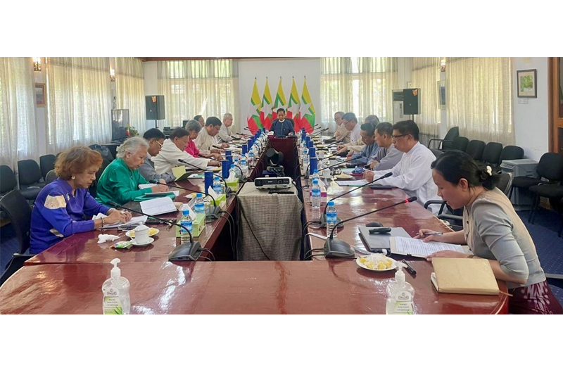 H.E. U Ko Ko Hlaing, Union Minister for the Ministry of the State Administration Council Chairman’s Office (1) meeting with MISIS Chairman, Senior Advisory Board Members, and Executive Board Members (22-2-2024, MISIS Office, Yangon)